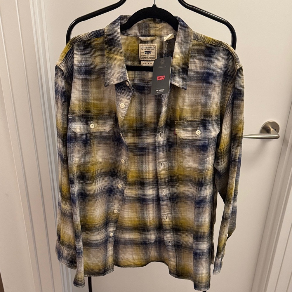 Levi's Blue and Yellow Plaid Shirt